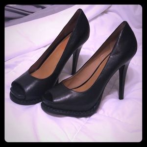 Sexy black leather 5 inch heels. Worn twice!